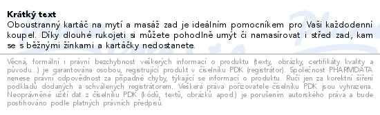 Příbalový leták - PALSAR7 Oboustranný kartáč na mytí a masáž zad