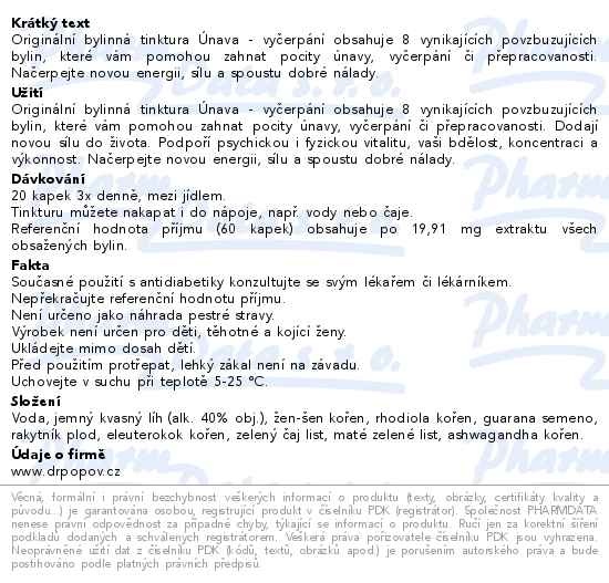 Příbalový leták - Dr.Popov Kapky bylinné Únava-vyčerpání 50ml