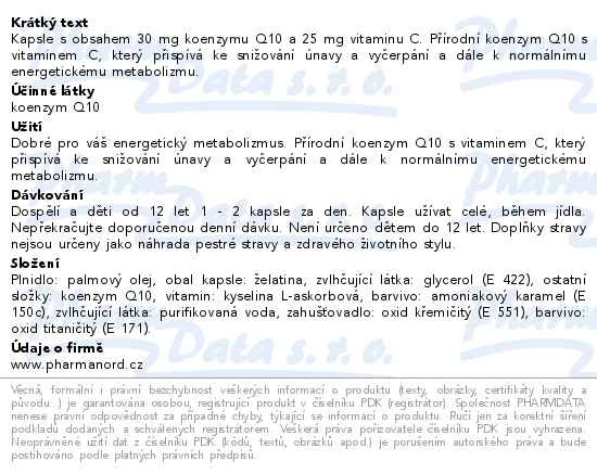 Příbalový leták - Bioaktivní Q10 Super 30mg 60 kapslí