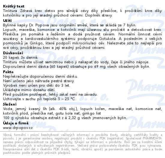 Příbalový leták - Dr.Popov Kapky bylinné Zdravá krev-Detox 50ml