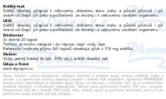 Příbalový leták - Dr.Popov Kapky bylinné Světlík lékařský 50ml