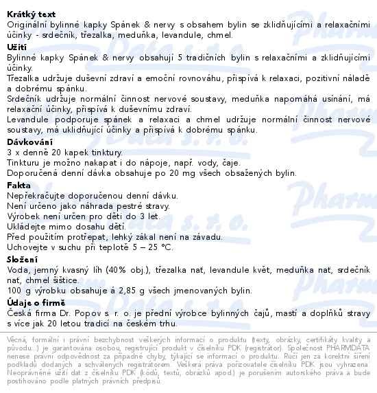 Příbalový leták - Dr.Popov Kapky bylinné Spánek-Nervy 50ml