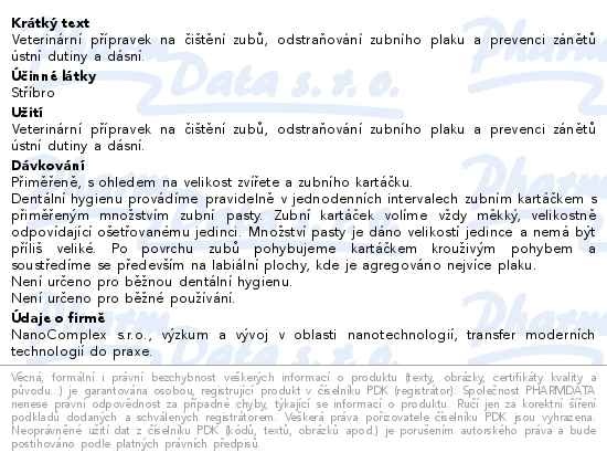 Příbalový leták - TraumaPet zubní pasta s Ag 75ml