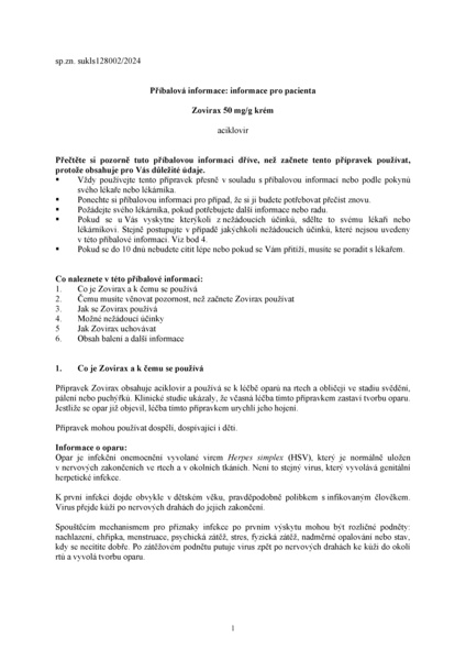 Příbalový leták (SUKL) - Zovirax 50mg/g, krém při oparech na rtu 2g