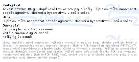 Příbalový leták - UniVIT ANXOLIT powder 100g