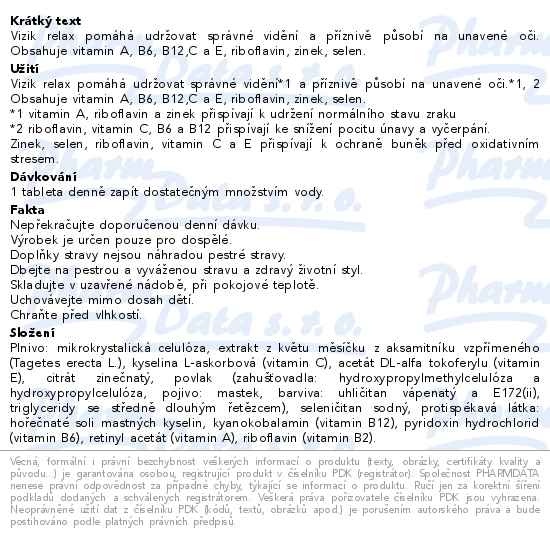 Příbalový leták - Vizik relax 30 tablet