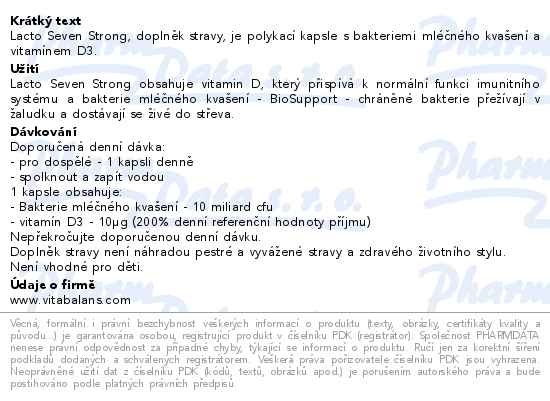 Příbalový leták - Lacto Seven Strong 30 kapslí