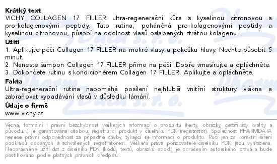 Příbalový leták - VICHY DERCOS Collagen filler 17 kůra 150ml