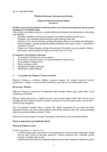 Příbalový leták (SUKL) - Nolpaza 20mg por.tbl.ent.14x20mg