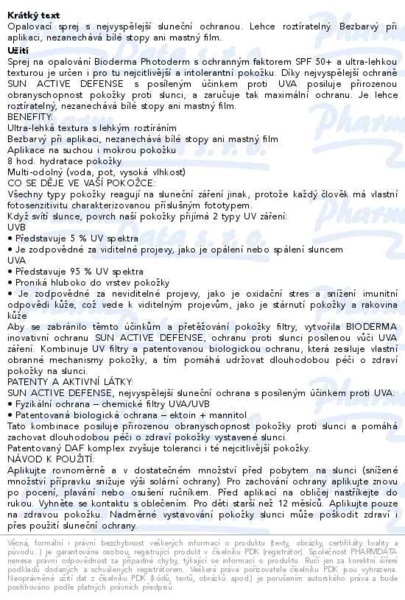 Příbalový leták - BIODERMA Photoderm spray SPF50+ 200ml