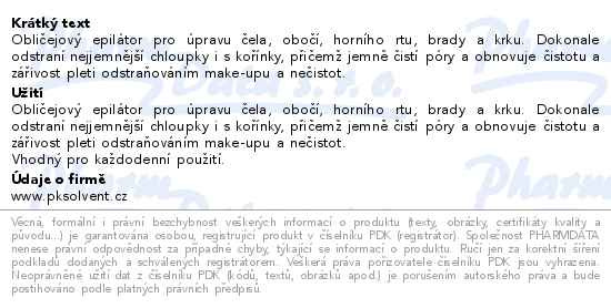 Příbalový leták - Braun Face mini epilátor a čisticí nástavec 2v1 bílý