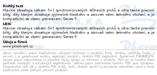 Příbalový leták - Braun Series 9 Pro+ náhradní hlavice