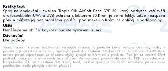 Příbalový leták - Hawaiian Tropic Hydration face lotion SPF30 50ml