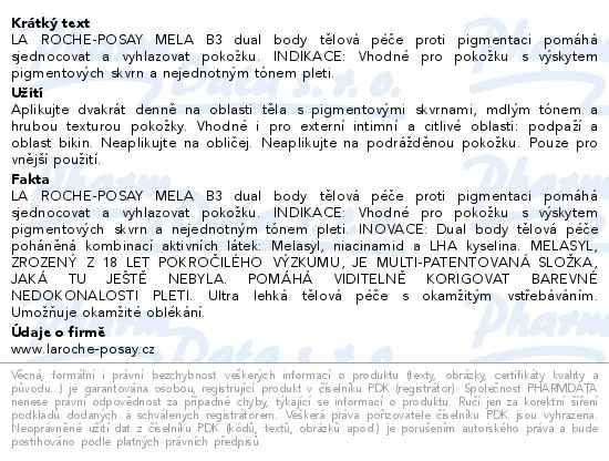 Příbalový leták - LA ROCHE-POSAY MELA B3 tělová péče 200ml