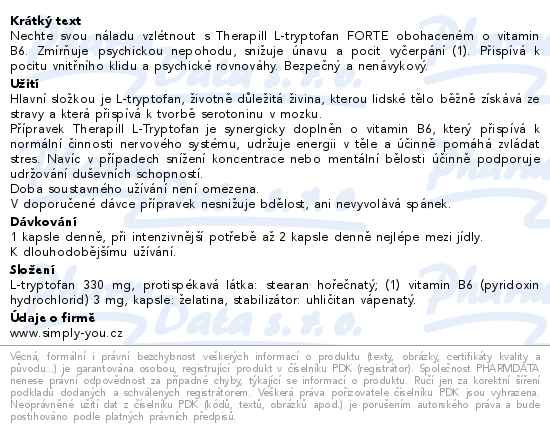 Příbalový leták - Therapill L-Tryptofan FORTE 60 kapslí