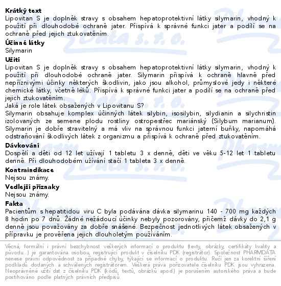 Příbalový leták - Lipovitan S 90 tablet