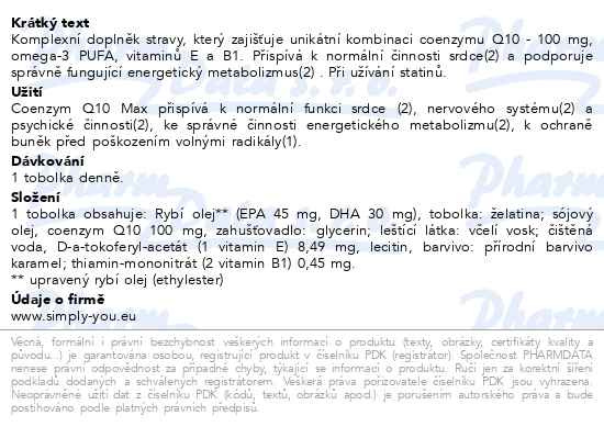 Příbalový leták - Coenzym Q10 Max 100mg Da Vinci Academia 45 tobolek