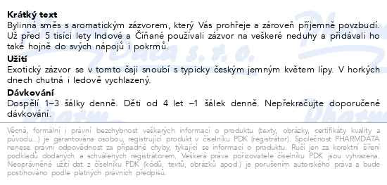 Příbalový leták - LEROS Čajový dýchánek Lípa&Zázvor 20x2g