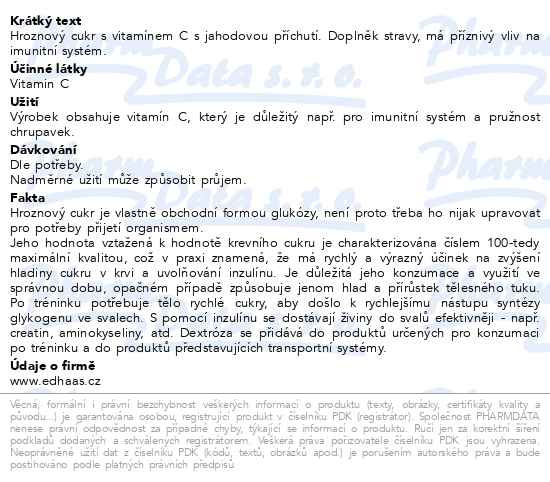 Příbalový leták - PEZ Hroznový cukr jahoda s vitamínem C 39g