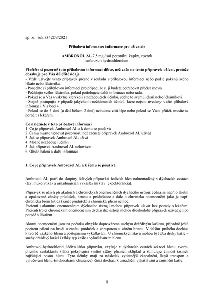 Příbalový leták (SUKL) - Ambroxol AL 7.5mg/ml kapky 100ml