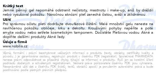 Příbalový leták - Nobilis Tilia Čisticí gel Akné 75ml
