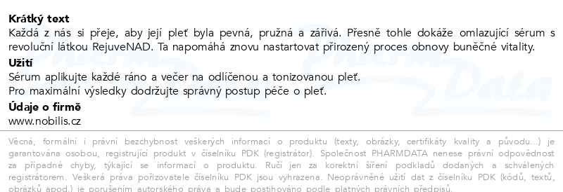 Příbalový leták - Nobilis Tilia Rejuvenační sérum NAD+ 20ml