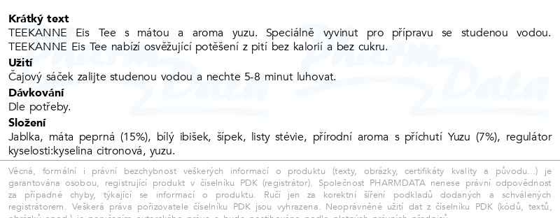 Příbalový leták - TEEKANNE Eis Tee yuzu-máta 18x2.5g