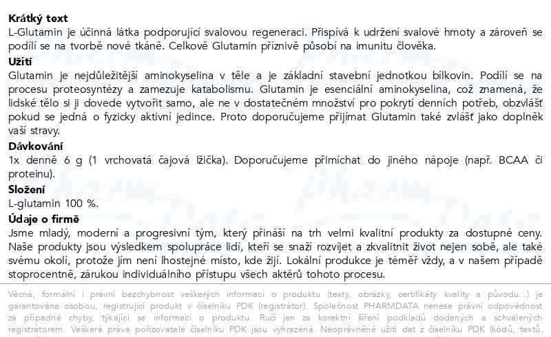 Příbalový leták - B-Fit L-Glutamin 300g