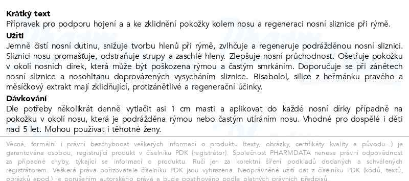 Příbalový leták - Panthenose nosní mast s bisabololem 7.5ml Dr.Müller