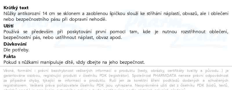 Příbalový leták - Nůžky antikorozní 14cm se sklonem Steriwund