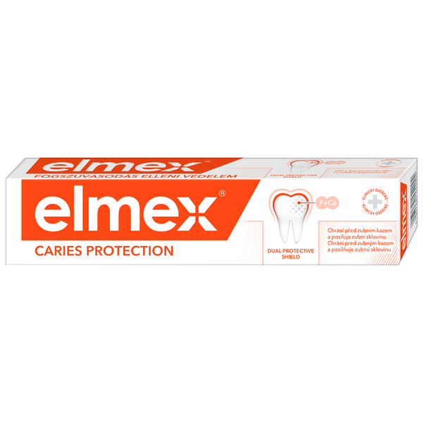 61041676 Packshot Front-Right In Package elmex AntiCaries Caries Protection Toothpaste 75ml CZ,SK, FRONT OF PACK