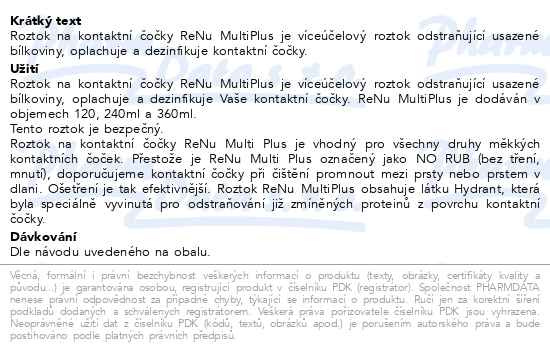 Příbalový leták - Bausch&Lomb ReNu MultiPlus Multi-Purpose Sol.360ml