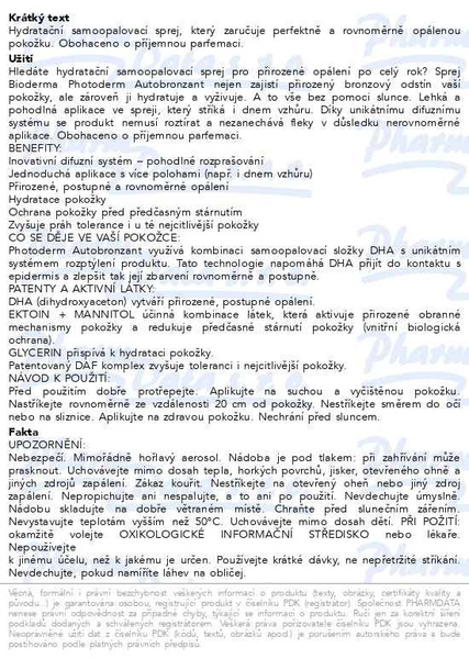 Příbalový leták - BIODERMA Photoderm Autobronzant 150ml