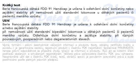 Příbalový leták - Berle francouzská dětská FDD 91 Handicap limetková