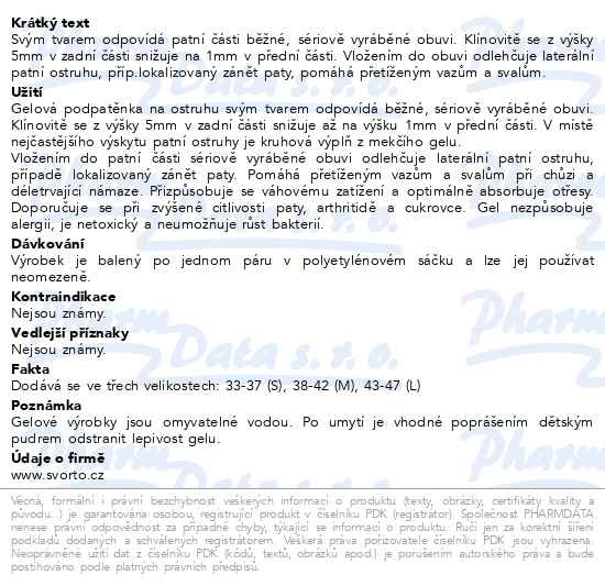 Příbalový leták - svorto 108 Gelové podpatěnky pro ostruhu M(38-42)