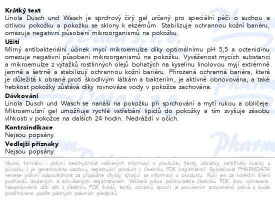 Příbalový leták - Linola Shower and Wash 300ml