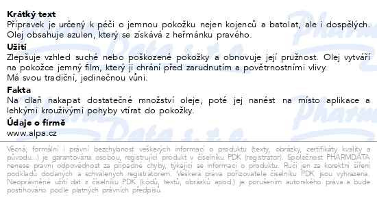 Příbalový leták - Aviril dětský olej s azulenem 50ml