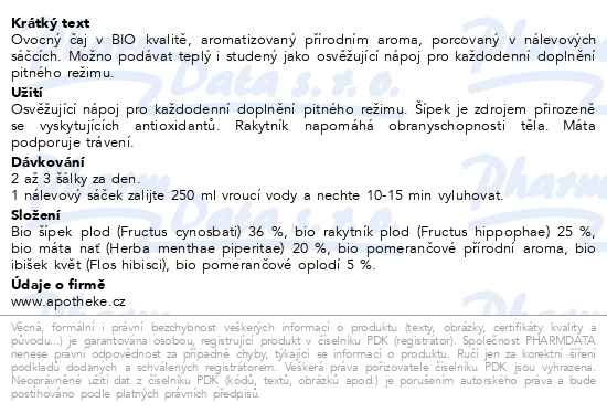 Příbalový leták - Apotheke BIO Rakytníkový čaj máta pomer. 20x1.8g