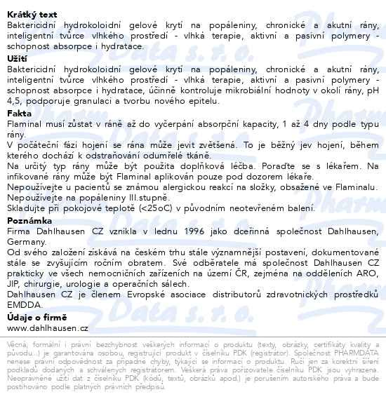 Příbalový leták - Flamigel 50ml hydrokoloid.gel na hojení ran