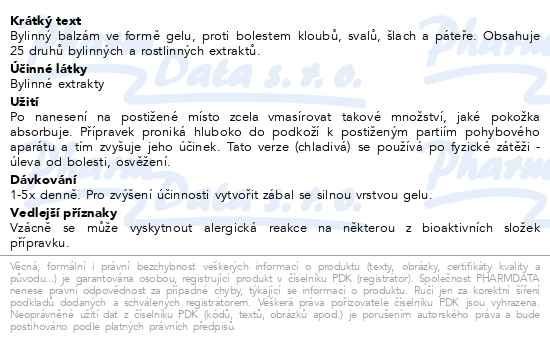 Příbalový leták - Koňská mast chladivá 500ml