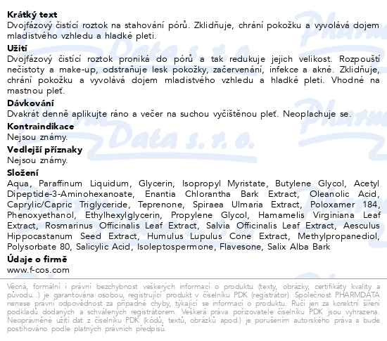 Příbalový leták - FC Pureceutical roztok na stahování pórů 125ml