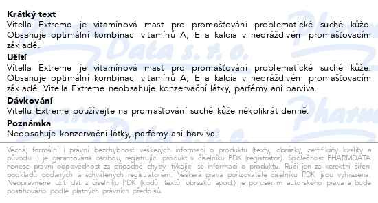 Příbalový leták - Vitella Extreme vitamínová mast s kalciem 75g