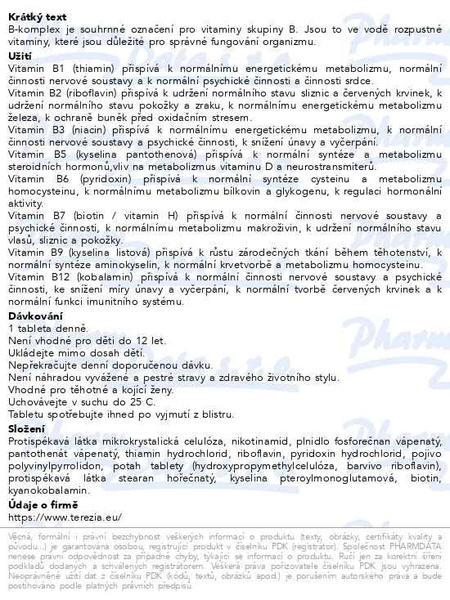 Příbalový leták - TEREZIA B-komplex Super Forte+ tbl.20