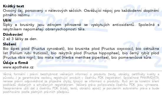 Příbalový leták - Apotheke BIO Brusinkový ovocný čaj 20x1.8g