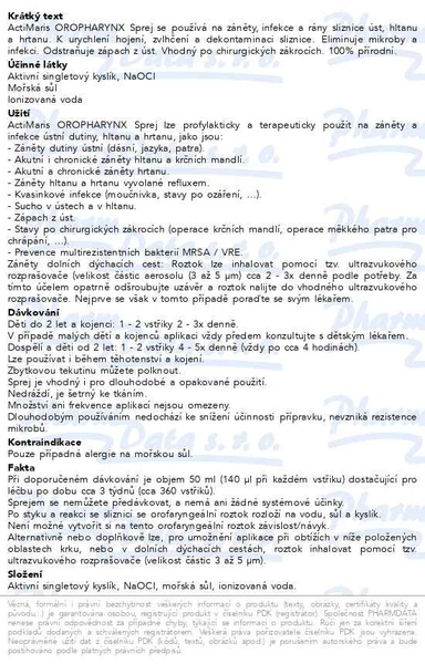 Příbalový leták - ActiMaris OROPHARYNX sprej na záněty infekce 50ml