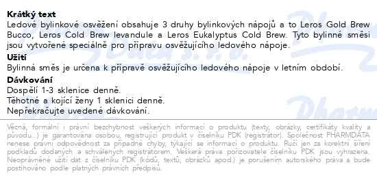 Příbalový leták - LEROS Ledové bylinkové osvěžení 3x20 sáčků