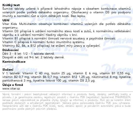 Příbalový leták - Vitar Kids Multivitamin eff.tbl.20