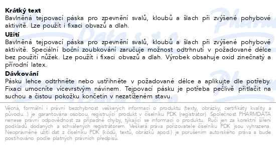 Příbalový leták - FIXAtape CLASSIC tejpovací páska 2.5cmx10m 2ks