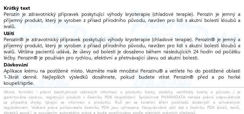 Příbalový leták - Perozin krém 100ml