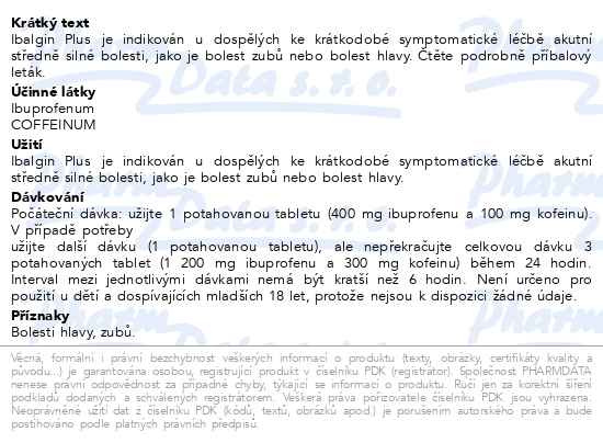 Příbalový leták - Ibalgin Plus 400mg/100mg tbl.flm.24